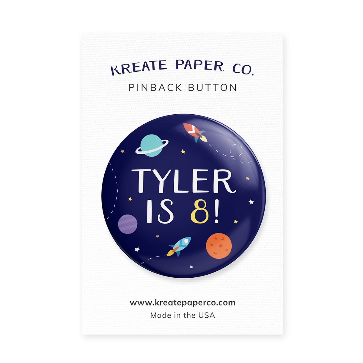 Space Personalized Age Birthday Button