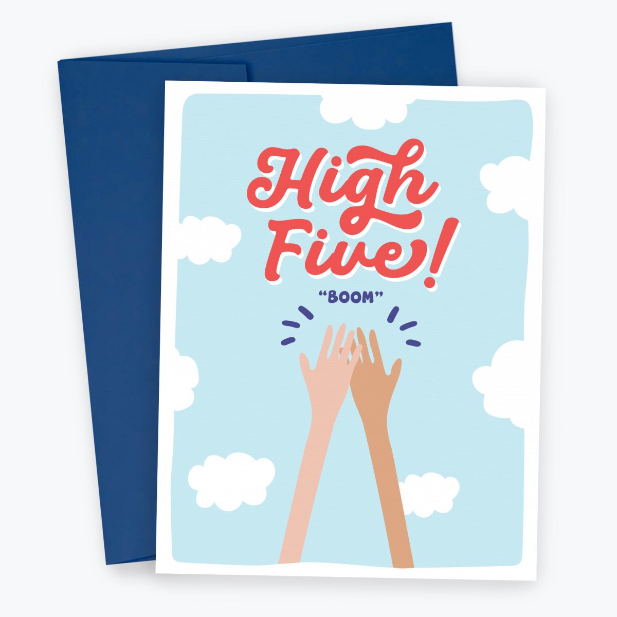 High Five Congratulations Card - Fun card to say congrats with navy blue envelope