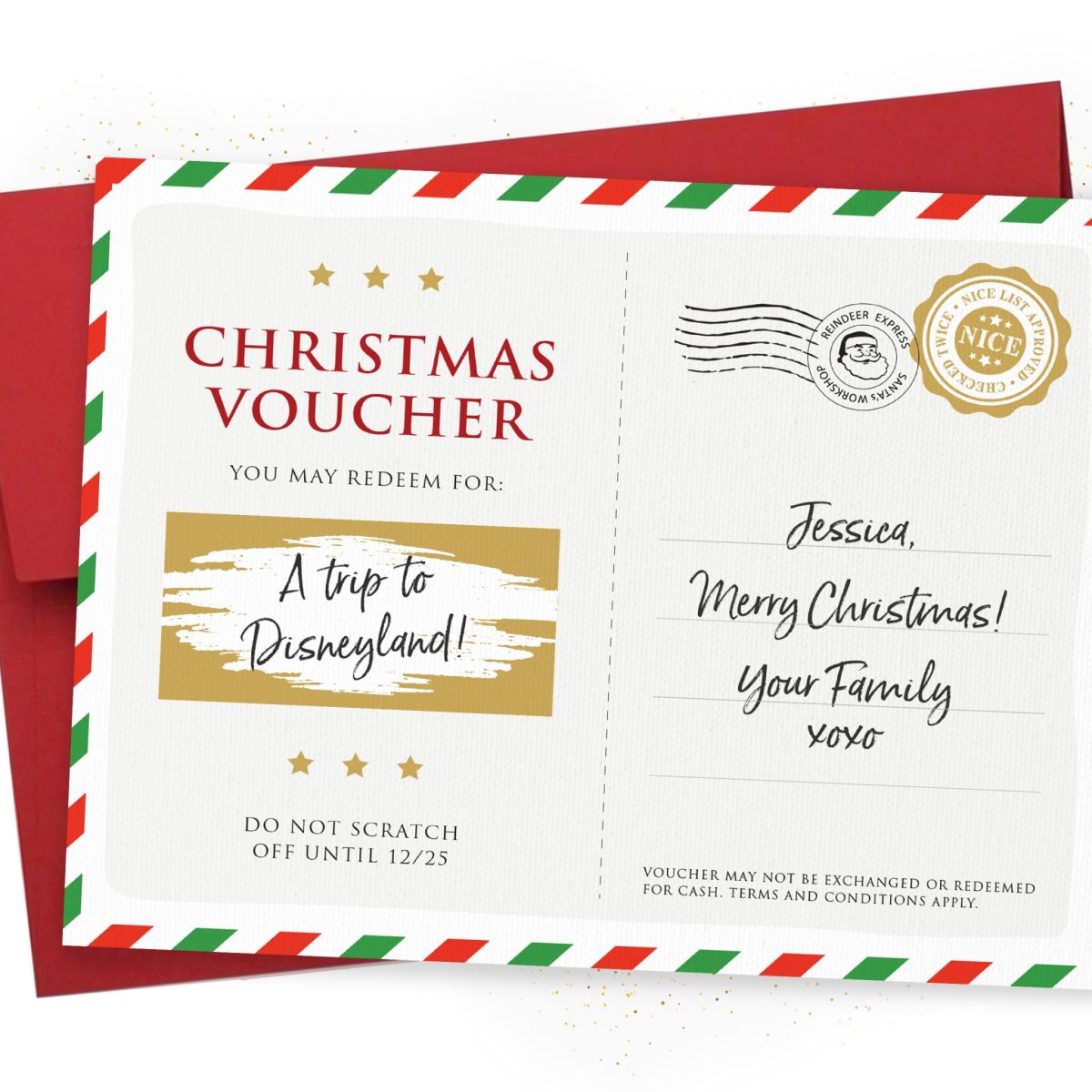 Christmas Scratch Off Surprise Voucher Hidden Message to Reveal