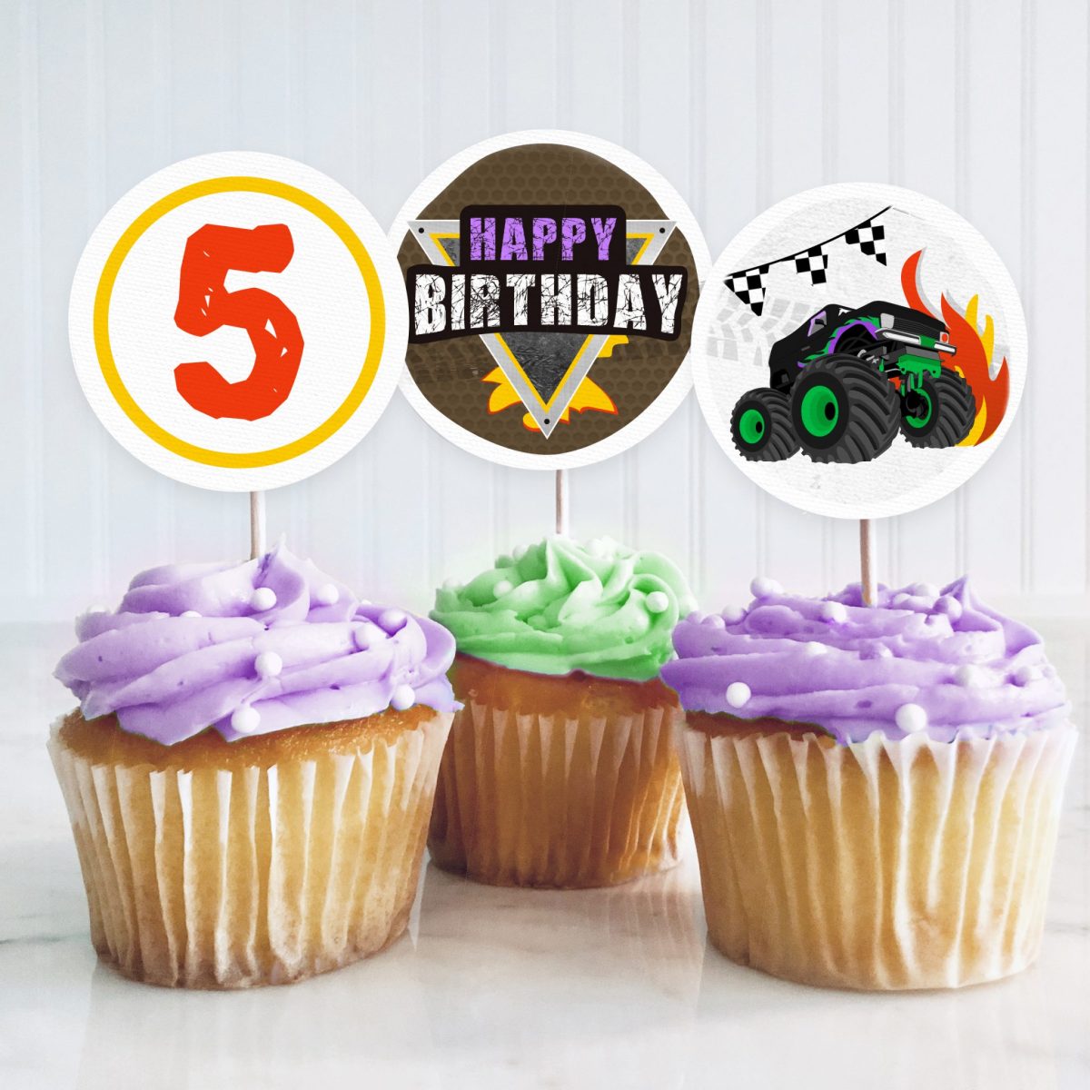 Monster Truck Cupcake Toppers Digital Download