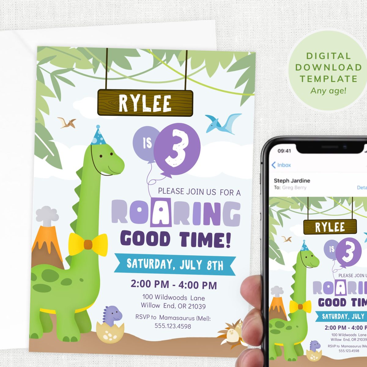 Dinosaur Party Invitation