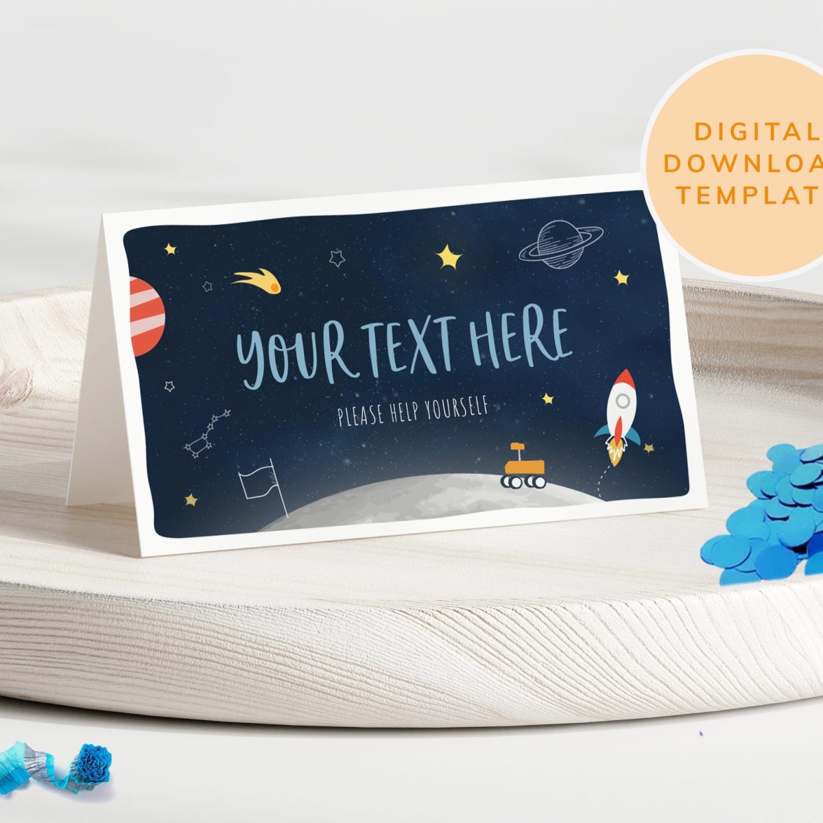 Space Party Food Tent Sign, Food Card