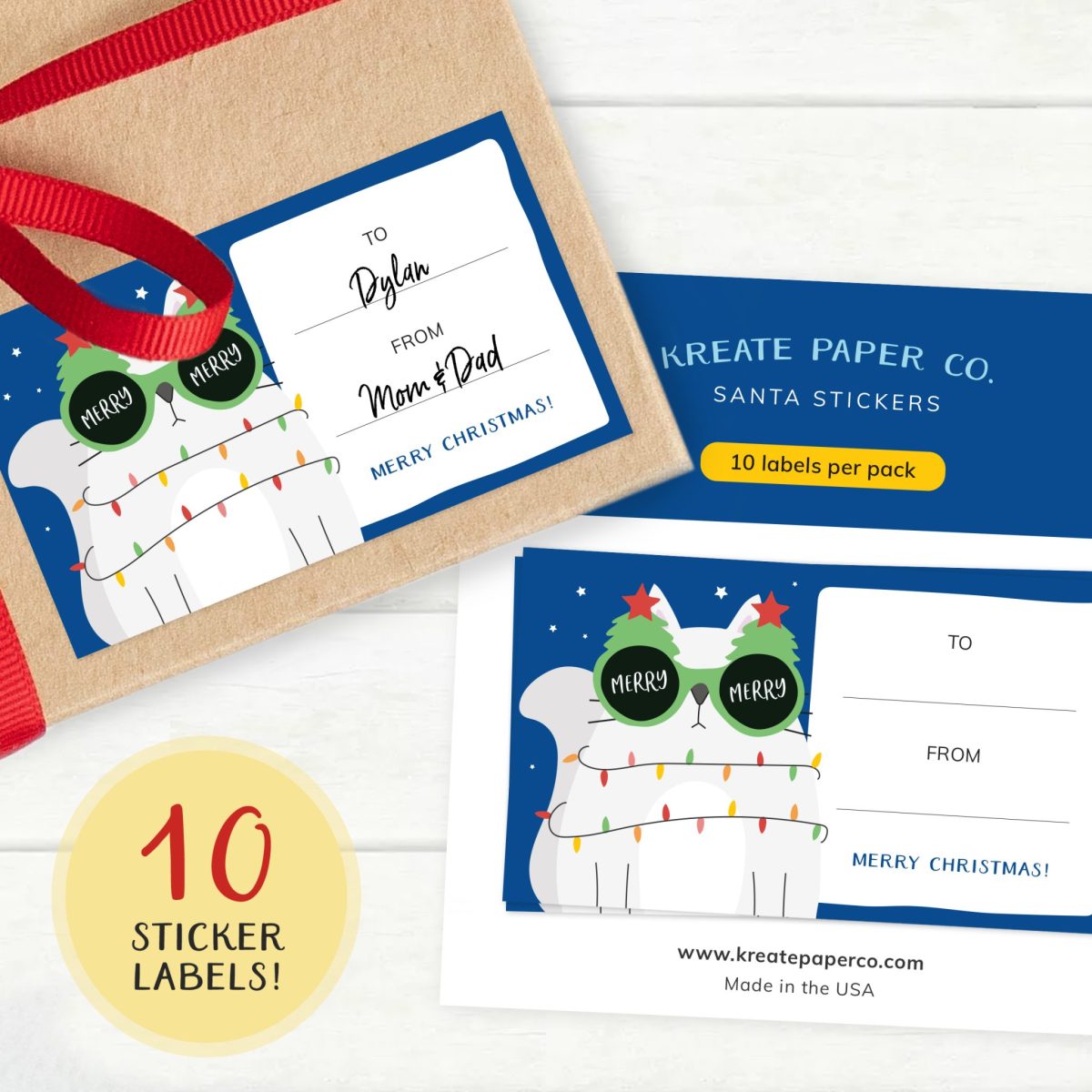 Cat Christmas Labels, Crazy Cat Lady Christmas Gift Tags