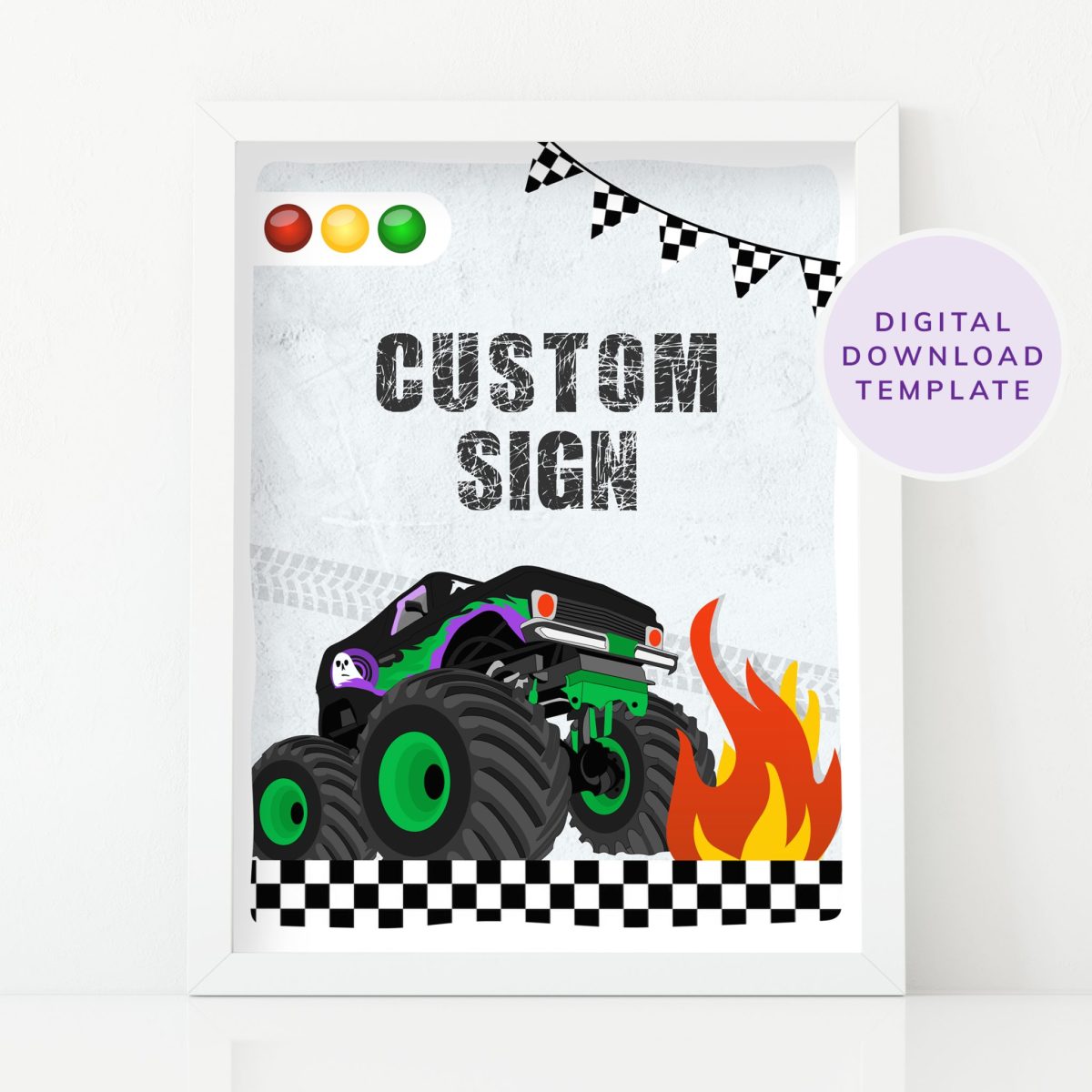Monster Truck Party Custom Sign - Party Sign - Food Sign