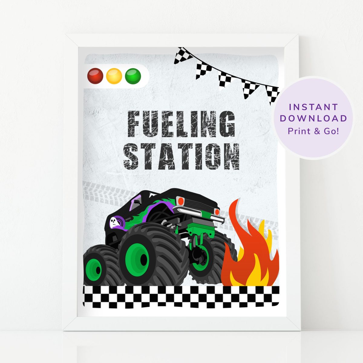 Monster Truck Party Sign - Fueling Station