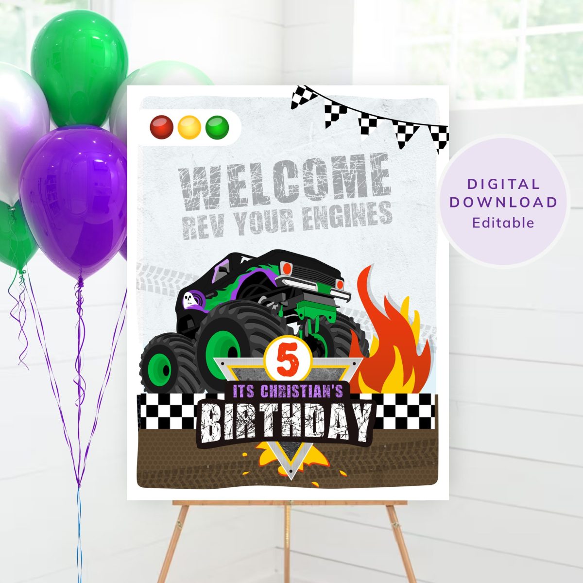 Monster Truck Party Welcome Sign