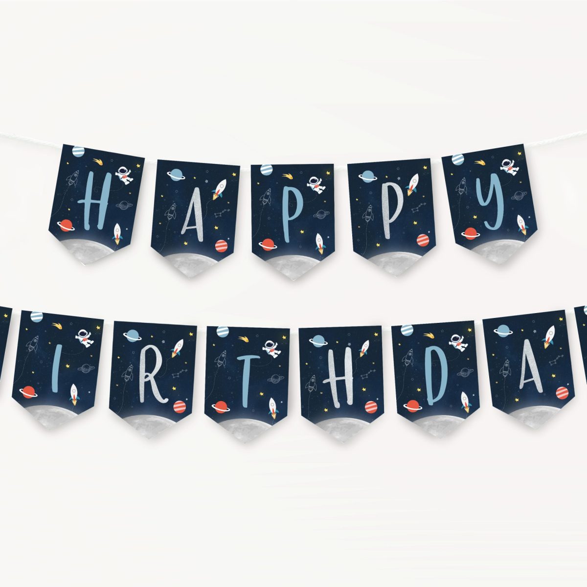 Space Happy Birthday Banner - Digital Downloadable Birthday Banner