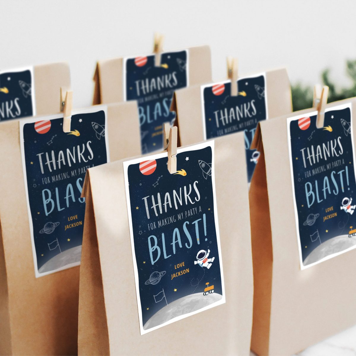 Space Party Thank You Tags, Party Favor Thank You Tags
