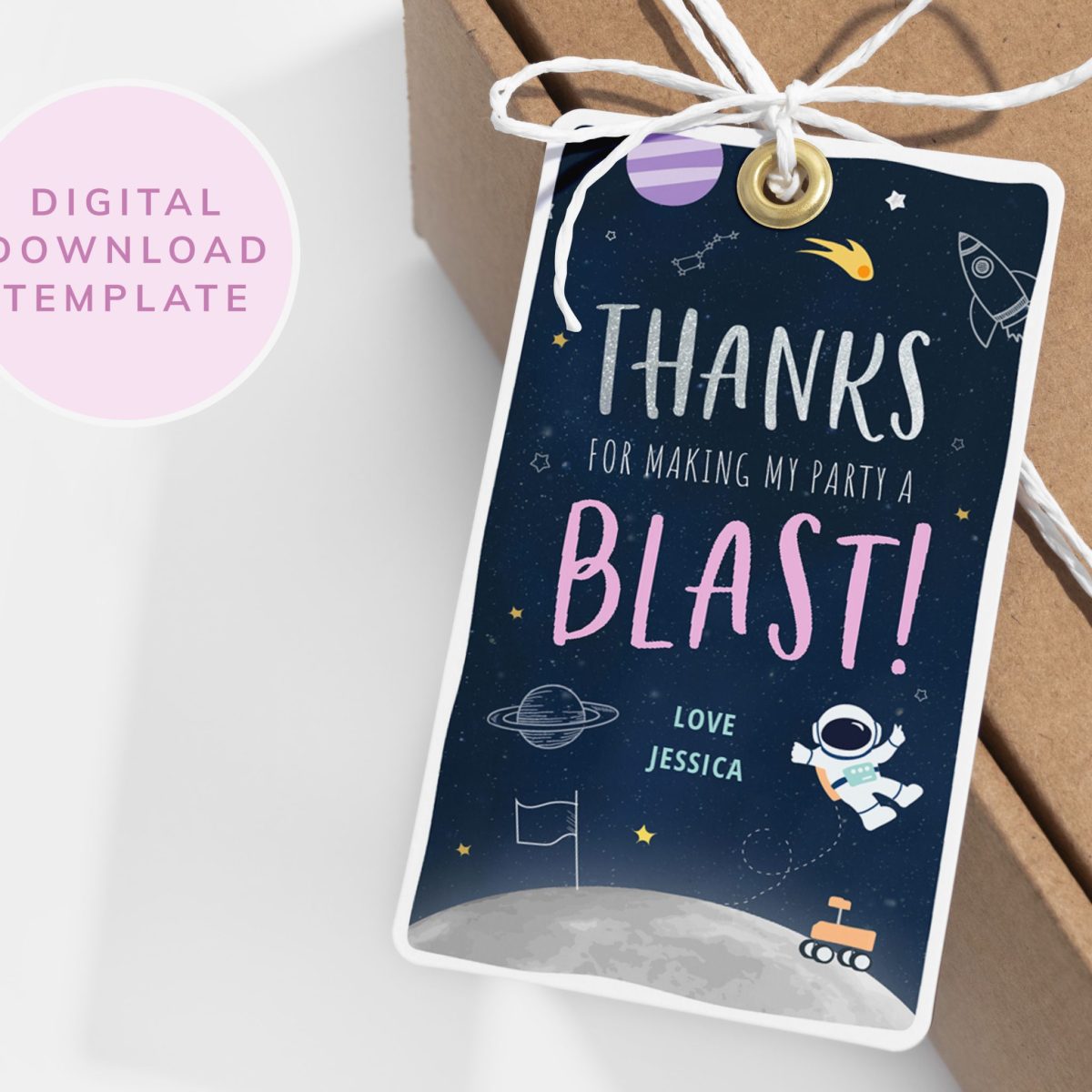 Space Party Thank You Tag - Party Bag Favor Thank You