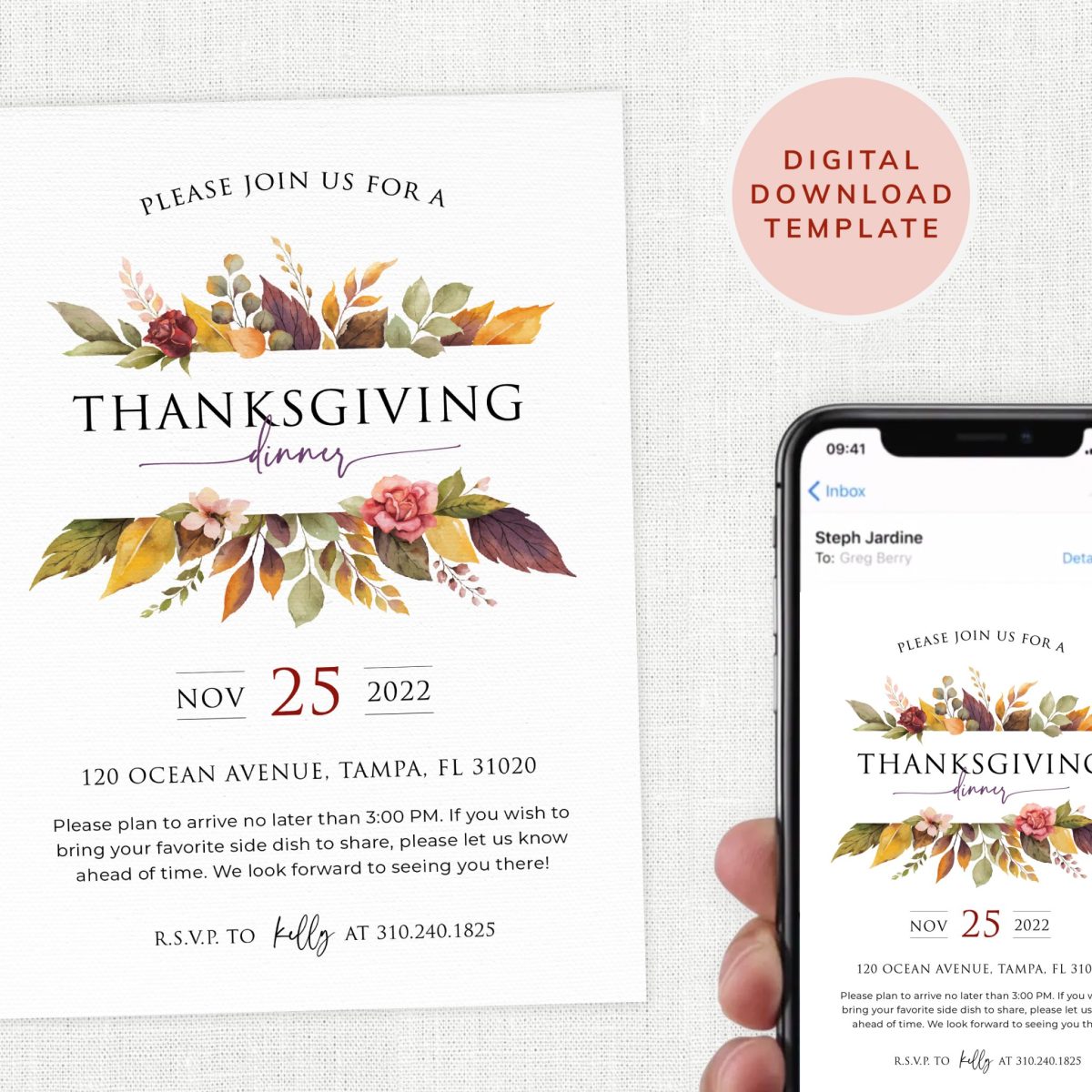 Thanksgiving Invitation, Family, Friendsgiving Invite