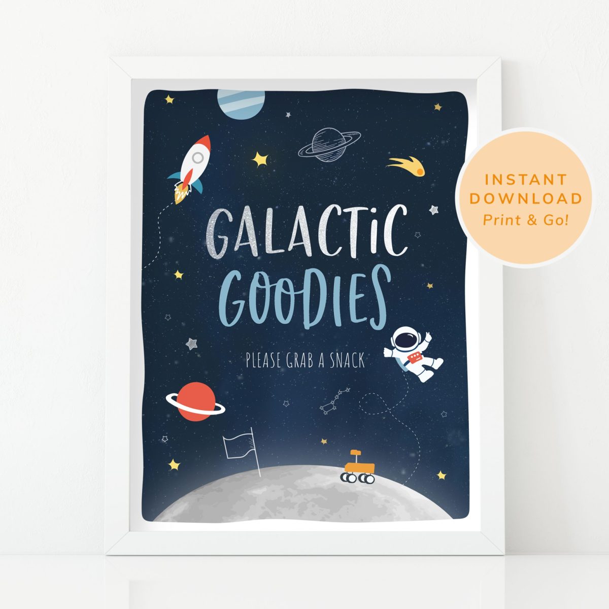 Space Sign - Galactic Goodies, Space Party Sign, Space Party Food Sign