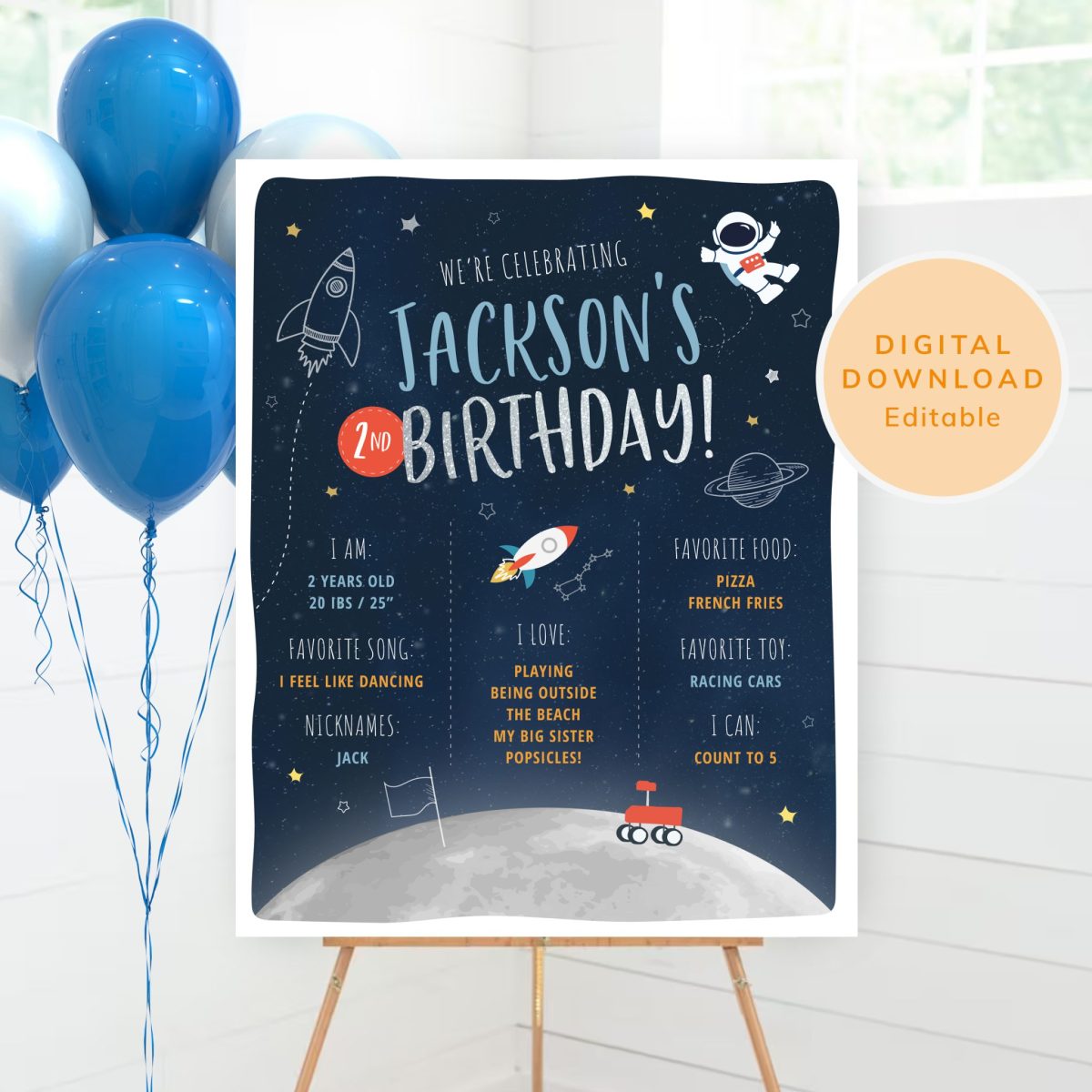 Space Milestone Poster, Milestone Birthday Sign, Space
