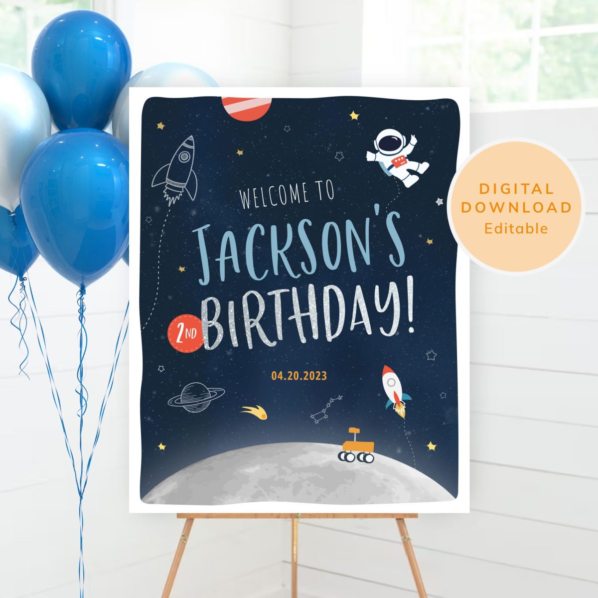 Space Party Welcome Sign, Large Party Welcome Sign, Space Themed