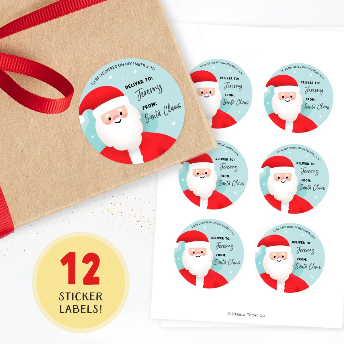 Santa Labels - Christmas Santa Stickers