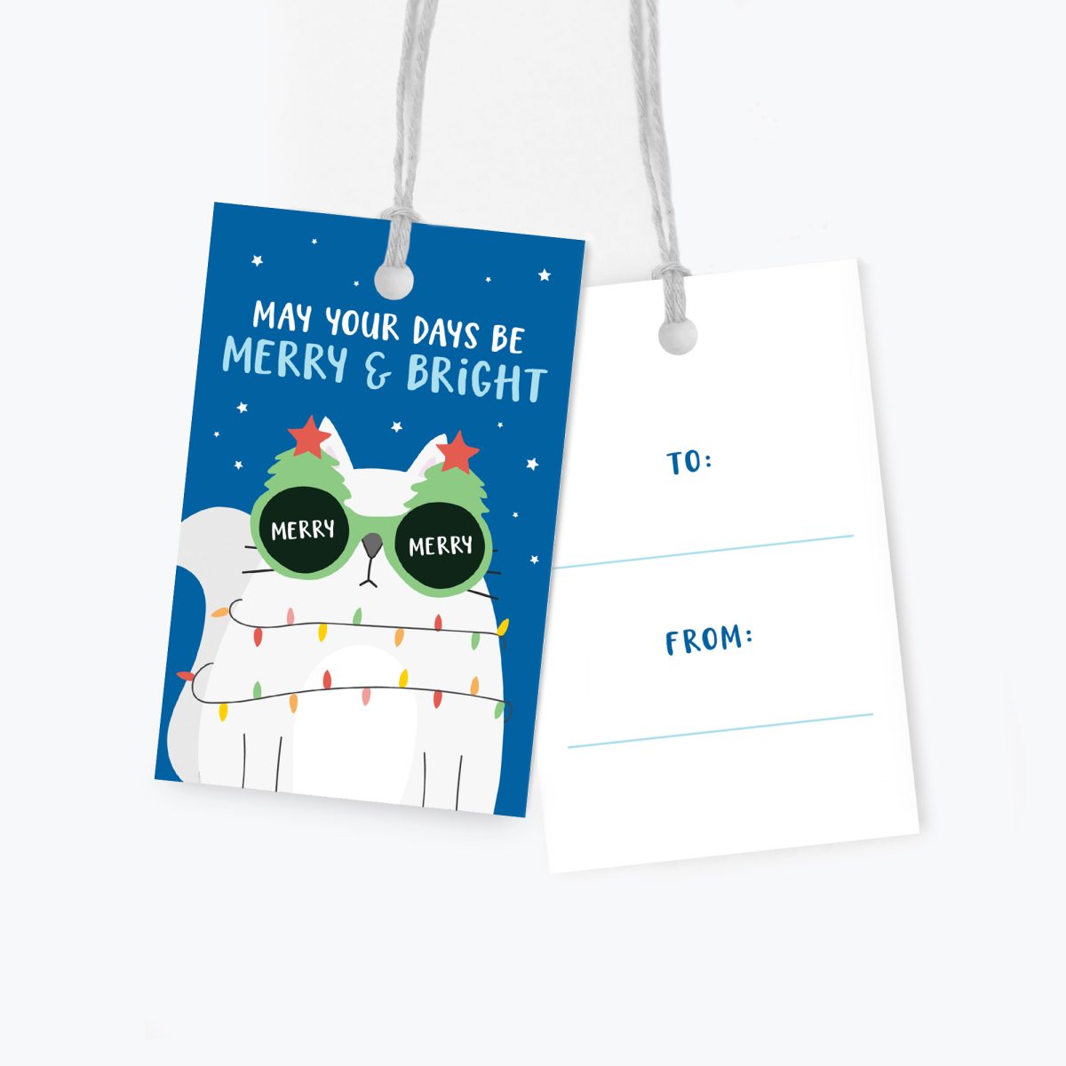 Cat Christmas Gift Tags, Holiday Hang Tags