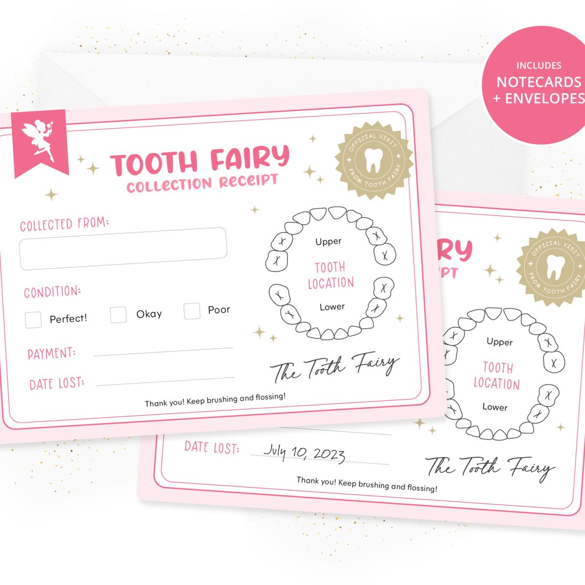 Tooth Fairy Receipt - Notecards and Envelope