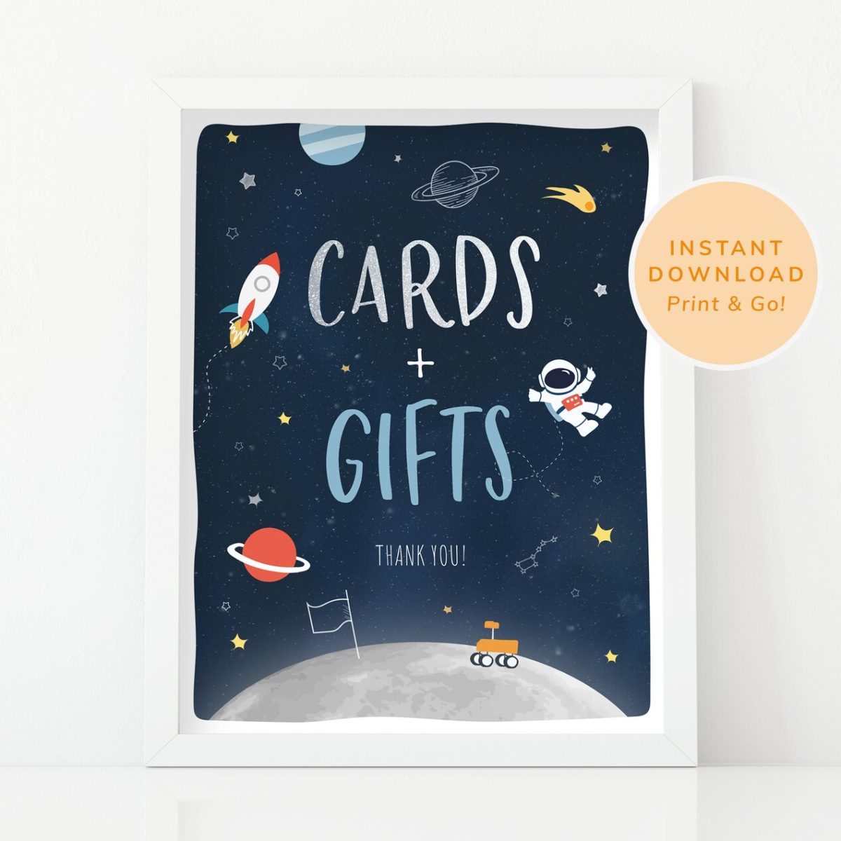 Space Party Sign - Cards and Gifts, Space Party Downloadable Decor