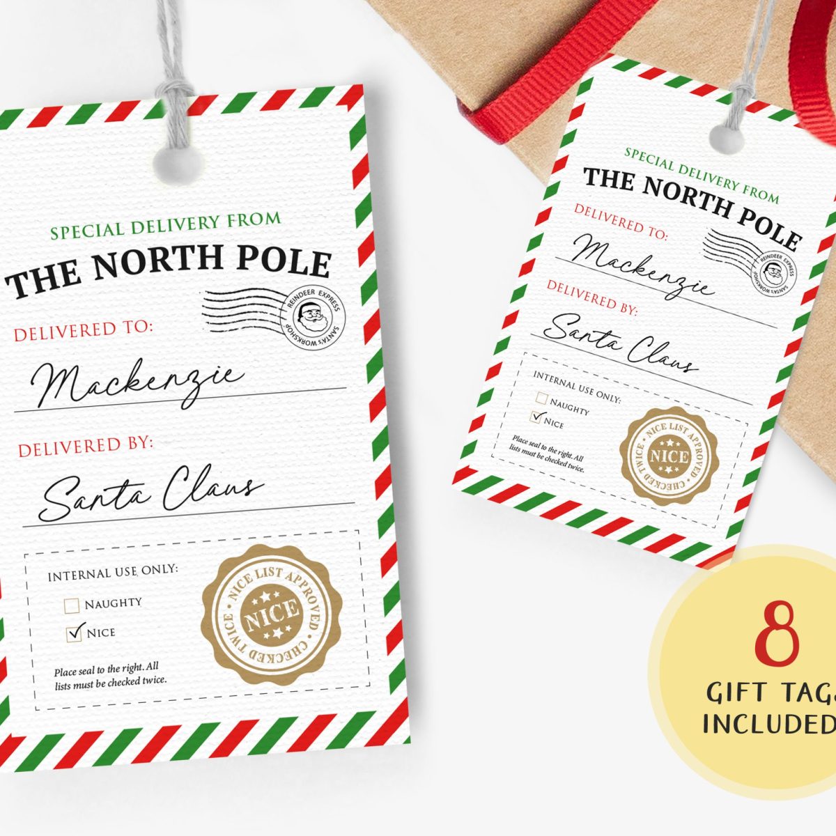 Santa Gift Tags, Official Santa Claus Tags, Santa Labels