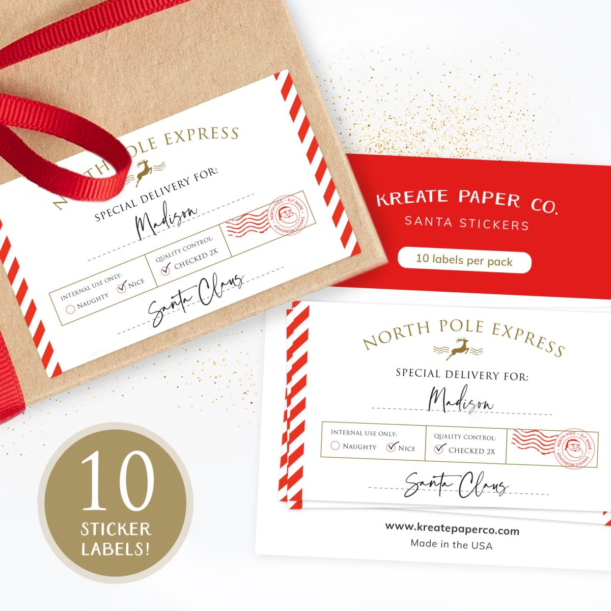 Santa Labels, Gift Tags, Labels from Santa Claus, Authentic Santa Labels