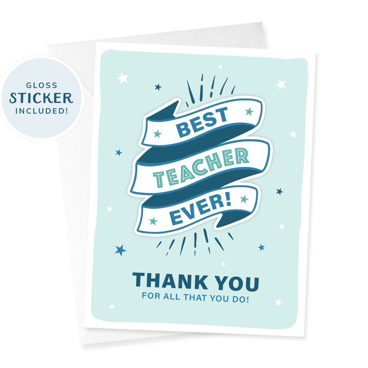 Best Teacher Ever Card with Sticker