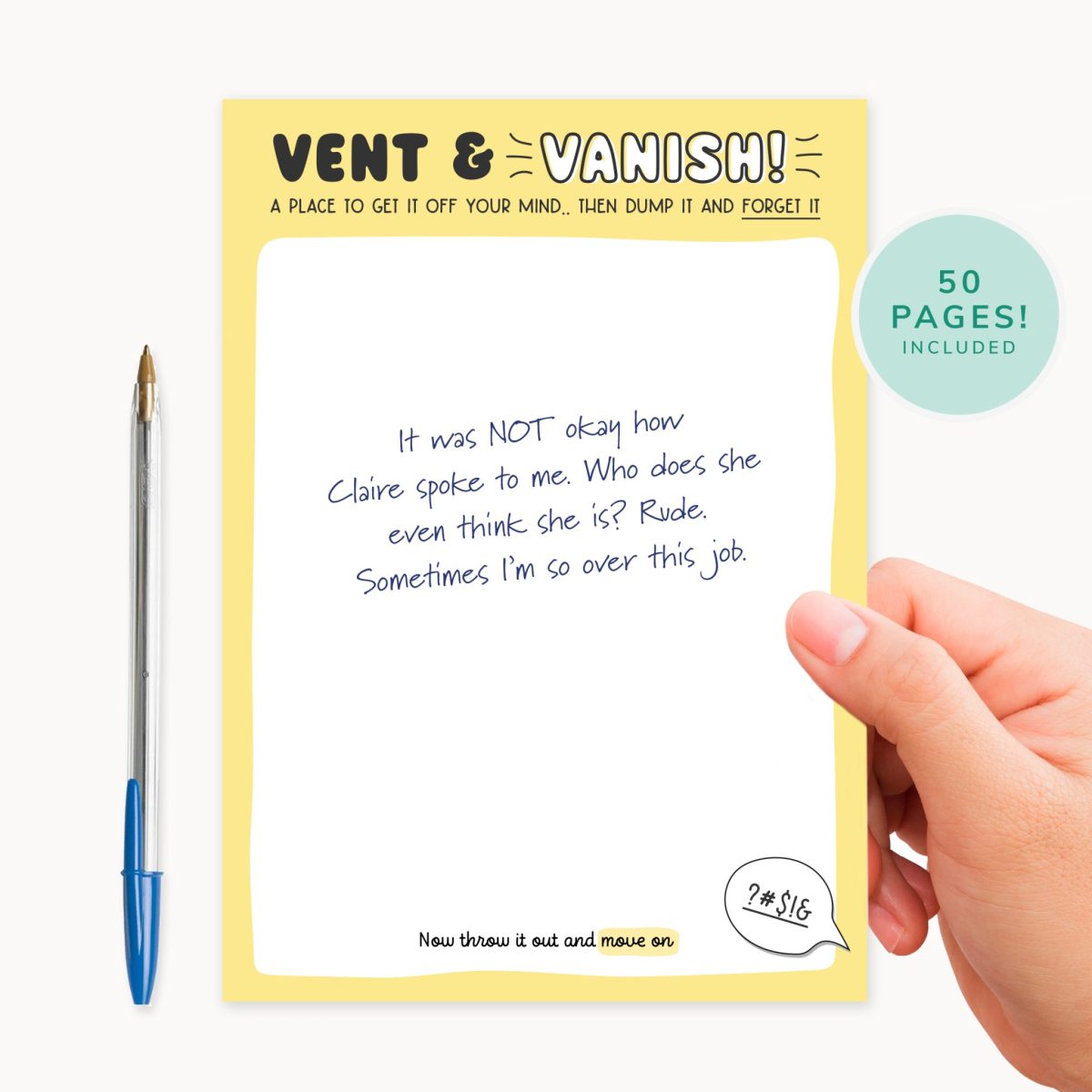 Vent and Vanish Notepad; Funny Gift Ideas, Moan Notepad