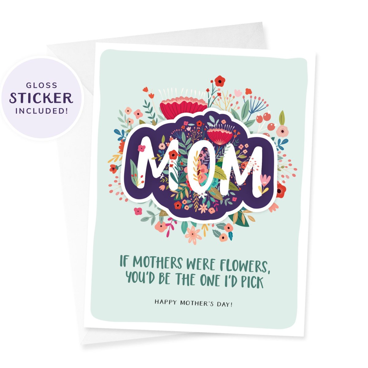 Mom Floral Mother's Day Card with Sticker