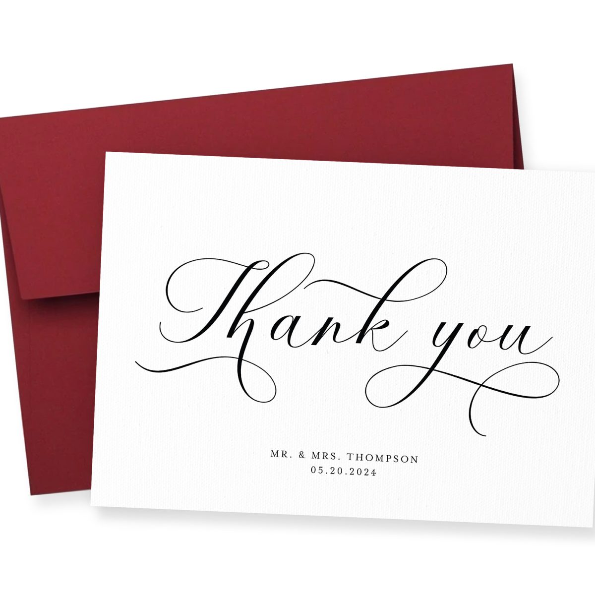 Personalized Wedding Thank You Cards, Text Only, Name and Date