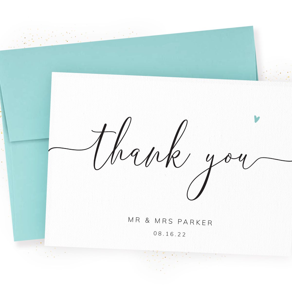 Wedding Thank You Cards Box Set, Personalized with name and date