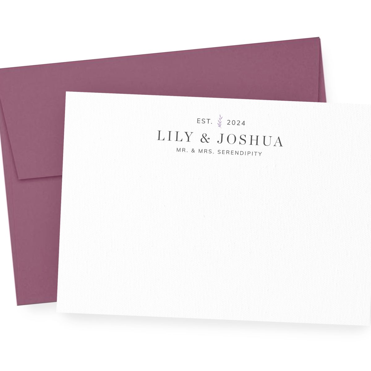 Personalized Wedding Stationery Notecards with Name and Date