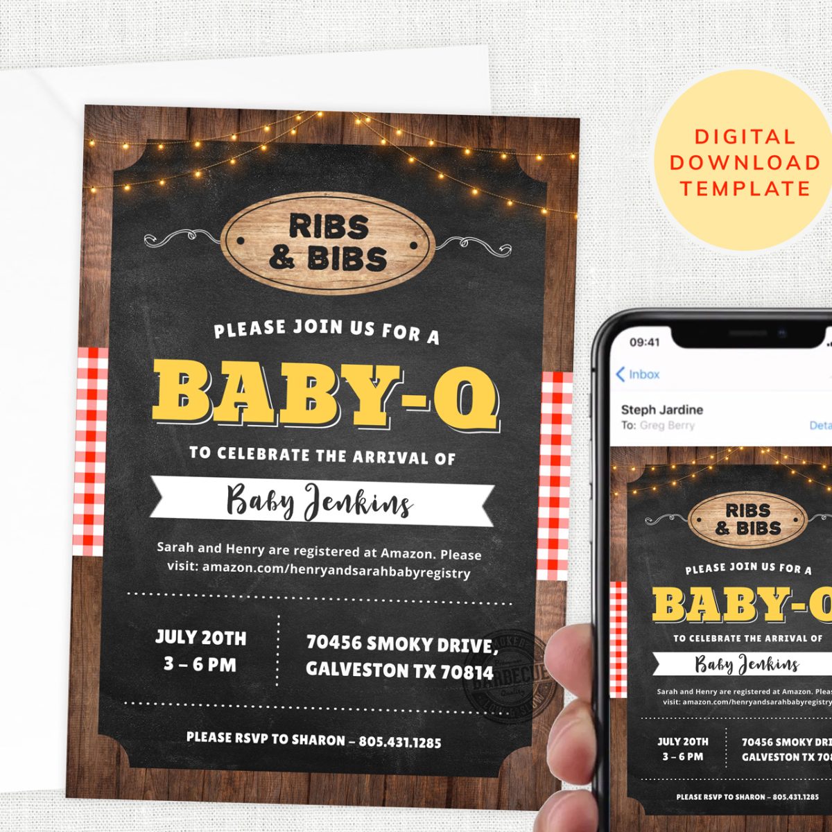 Baby-Q Invite - Baby Shower BBQ Invitation