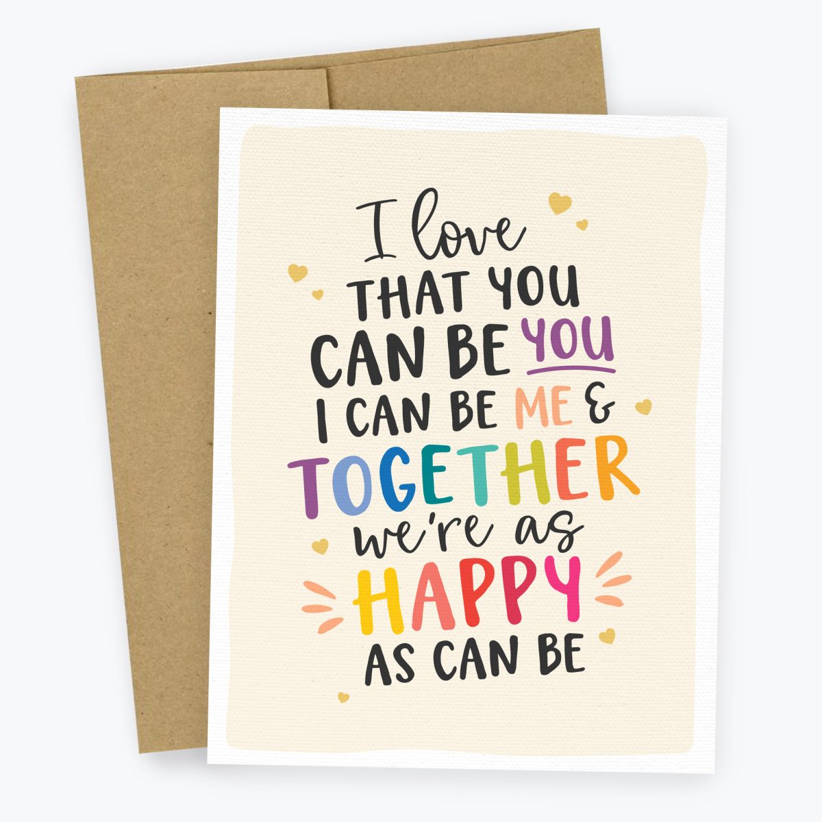 Together we're as happy as can be greeting card - cute anniversary card, colorful card