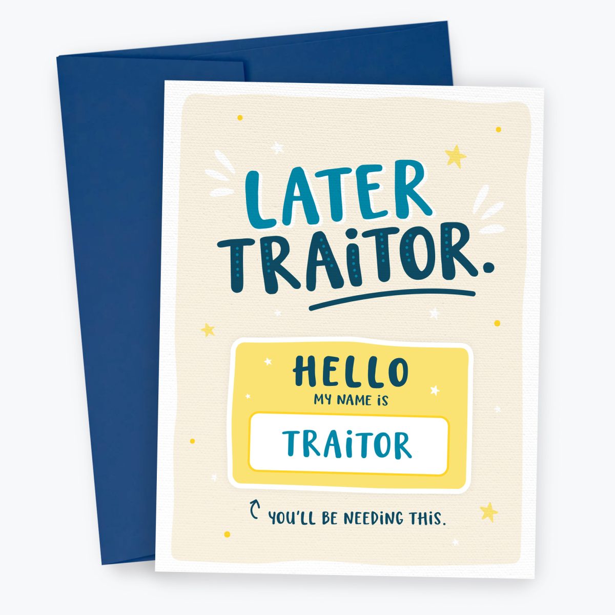 Later Traitor Sticker Card - Funny Leaving Card for Coworker, Manager, Boss, Goodbye Card