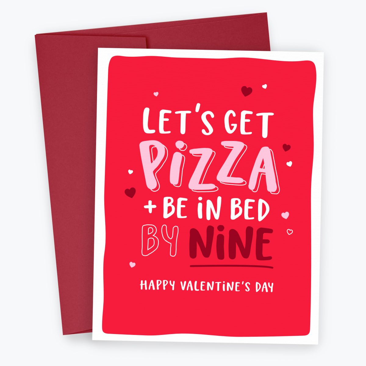 Funny Valentine's Day Card - Pizza and Bed by 9, Relatable Valentines Card