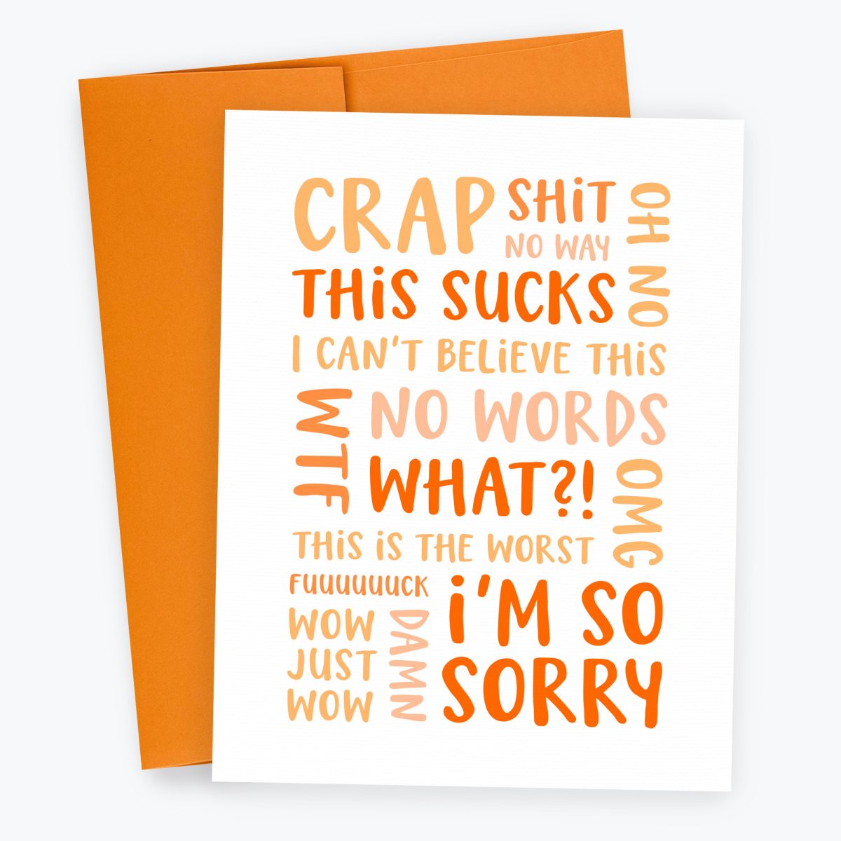 I'm So Sorry Sympathy Card, Typography Text Greeting Card with words to offers sincere apologies and condolences