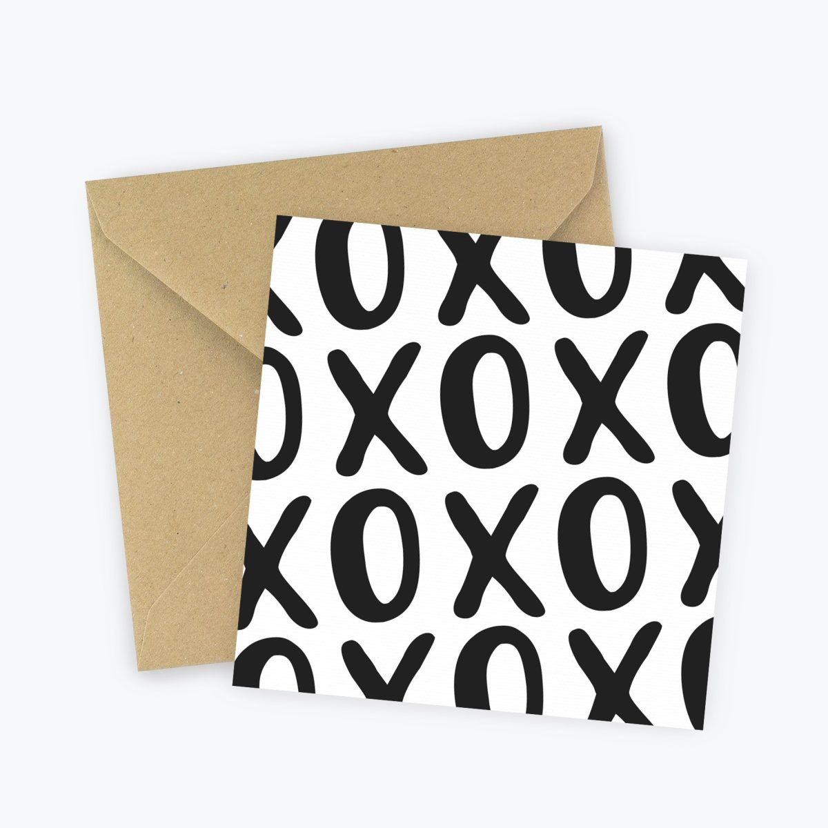 Hugs and Kisses XOXO Mini Greeting card, Miniature Black and White Positivity Note