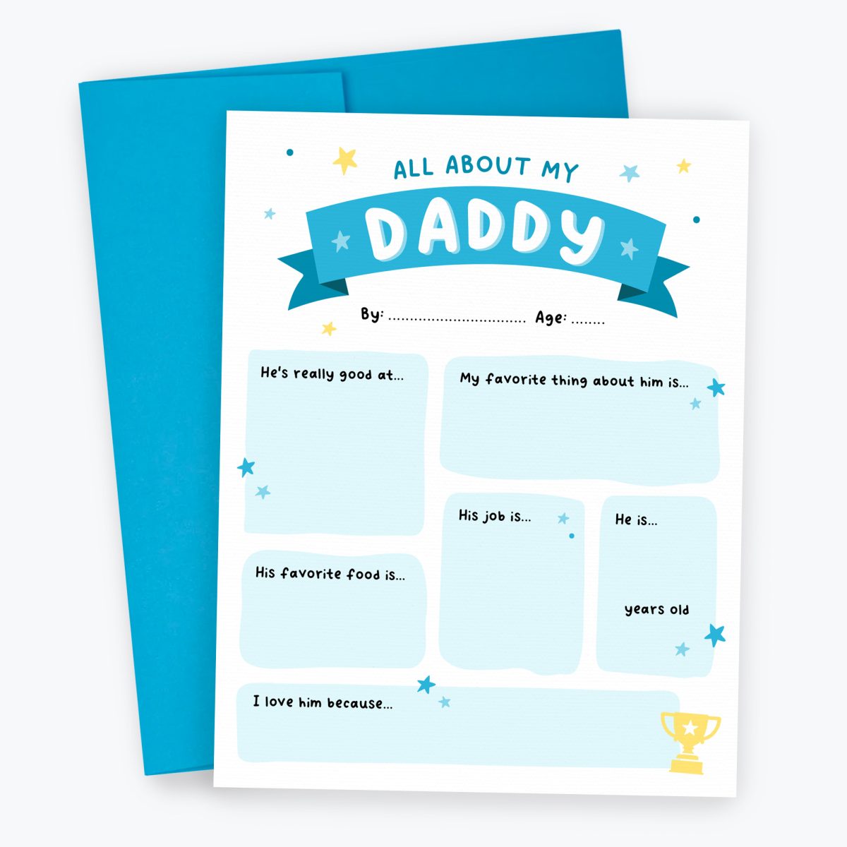 All About My Daddy - Interactive Card from the Kids. Also includes a blue envelope.