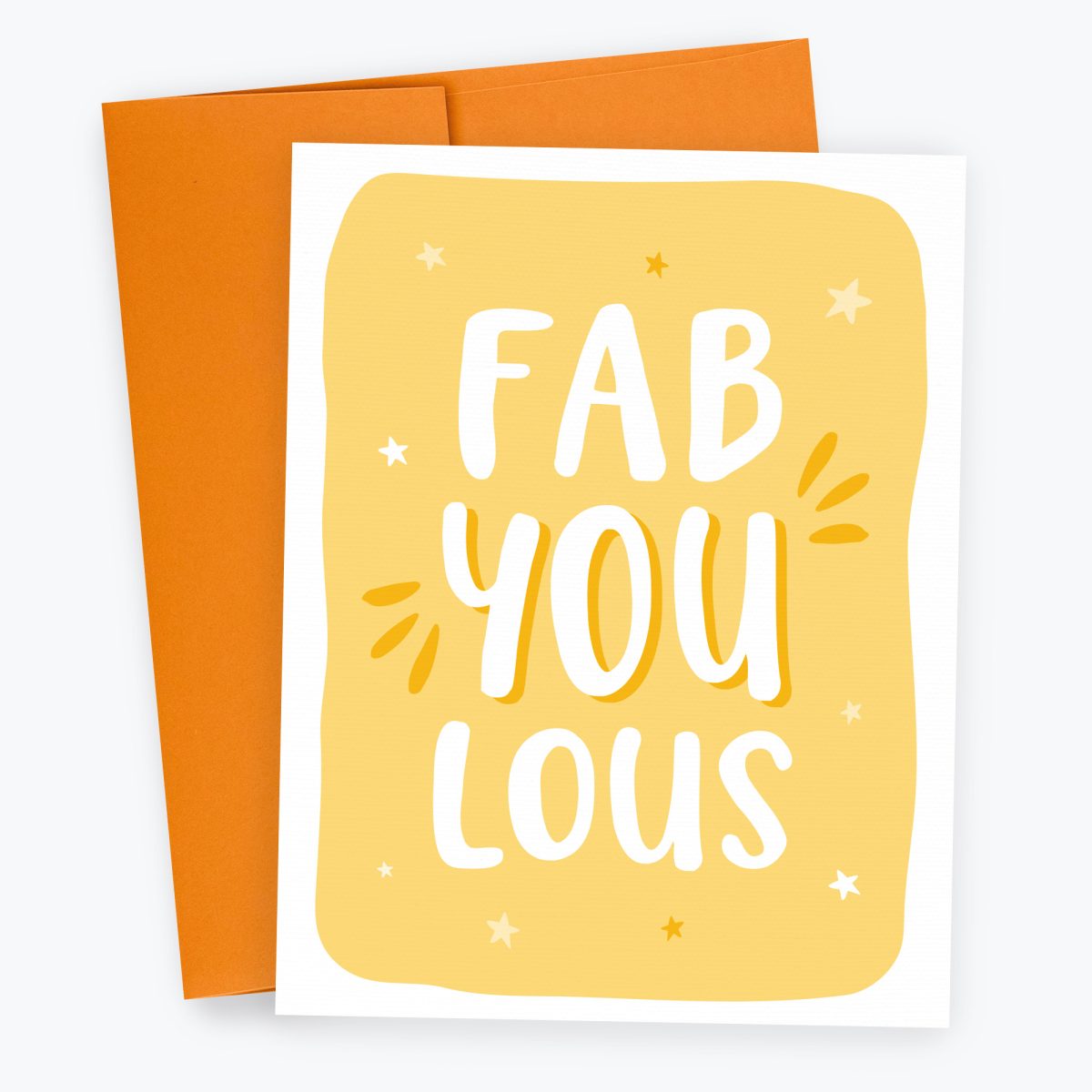 Bright colorful card that reads 'FabYouLous' (fabulous). Great for saying congratulations or well done!