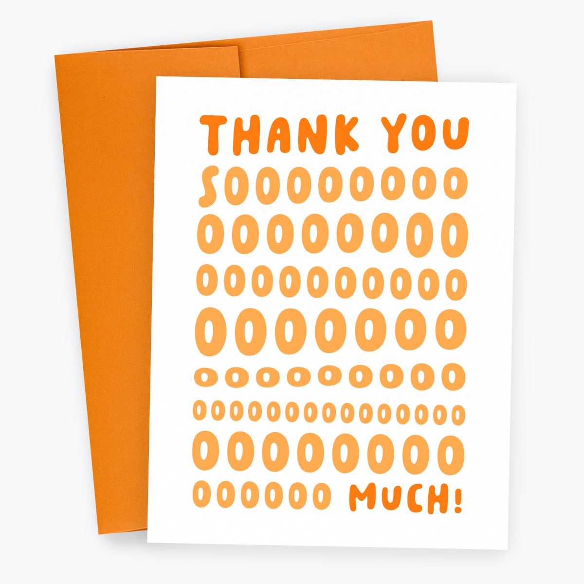 Thank You Sooooo Much Typography Card with Orange Text and Orange Envelope