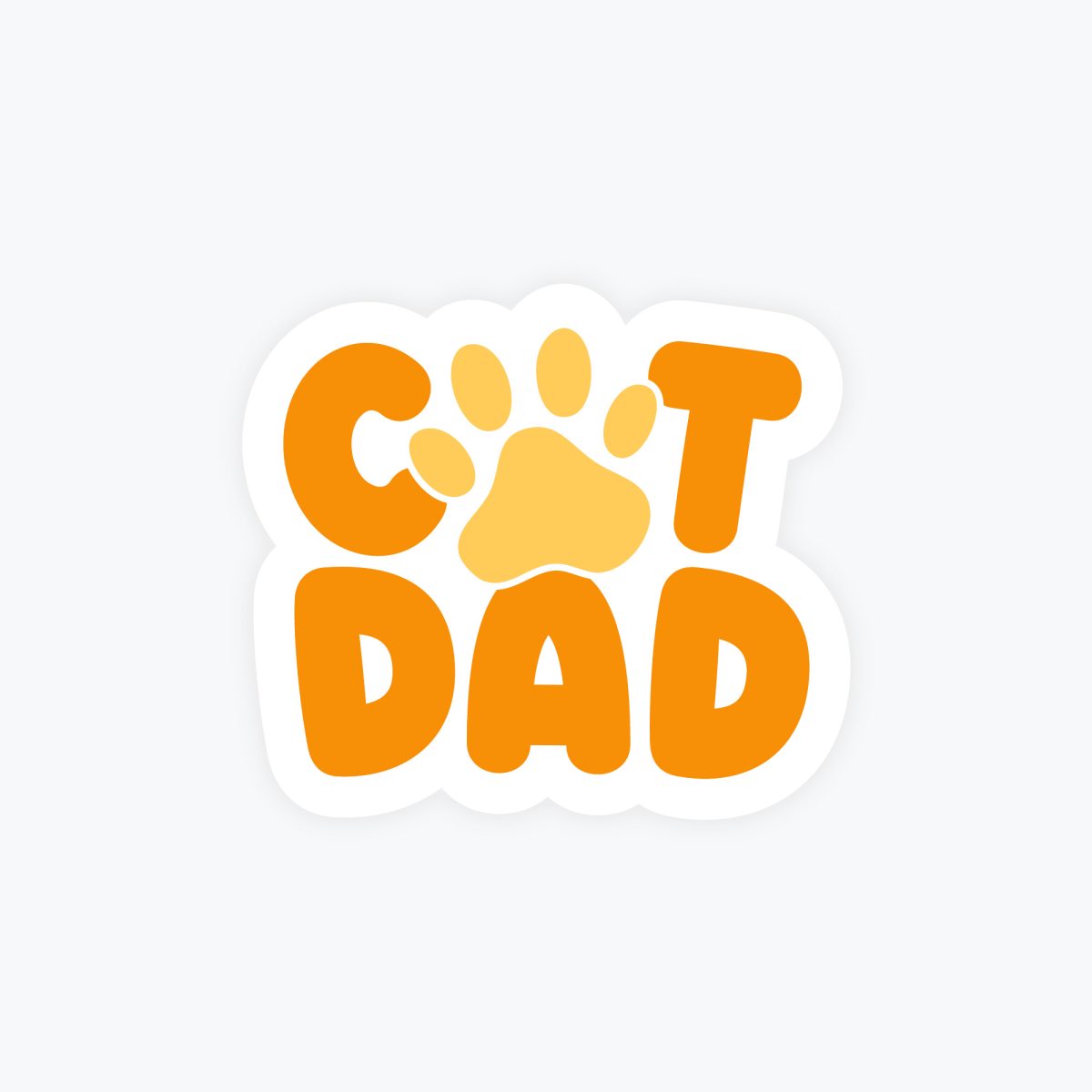 Cat Dad Sticker - Orange with Paw Print, Cat Stickers