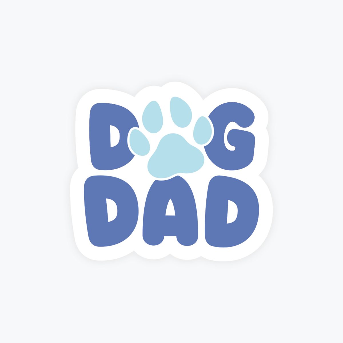 Dog Dad Sticker - Blue with Paw Print, Dog Stickers