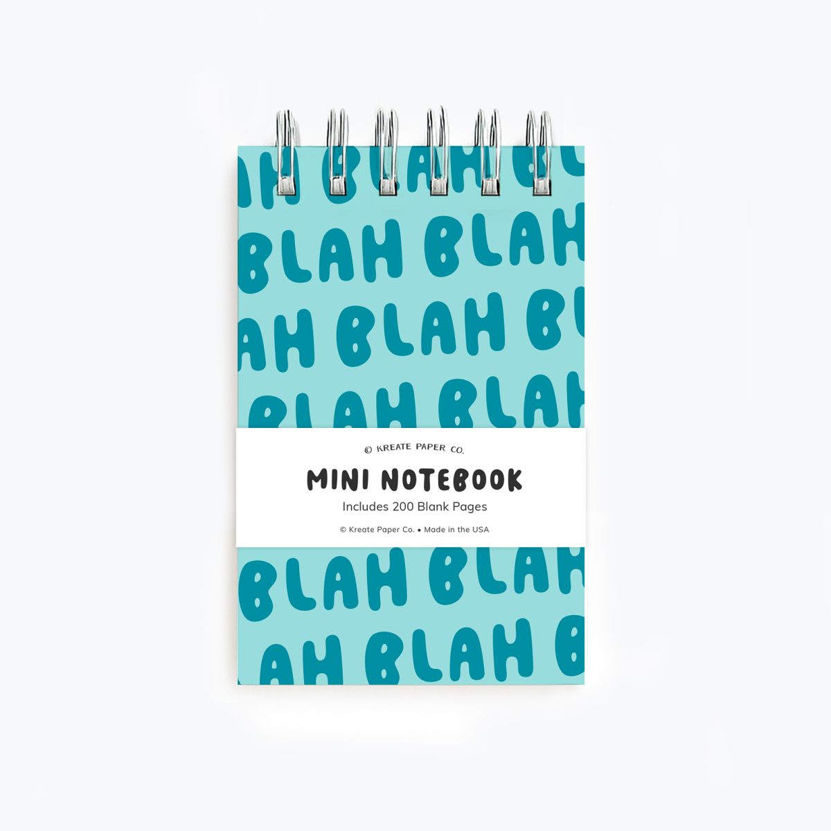 Blah Spiral mini notebook in teal, blah blah blah, pocket notepad