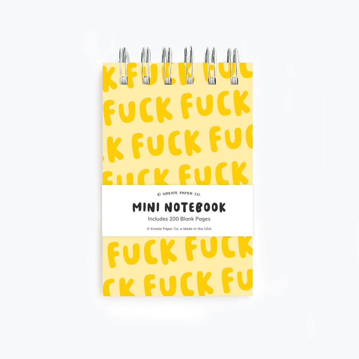 Fuck Spiral mini notebook in yellow, swear words, pocket notepad