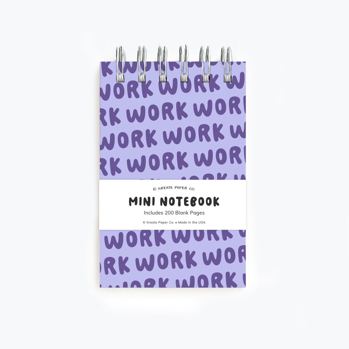 Work Spiral mini notebook in purple, work work work, pocket notepad
