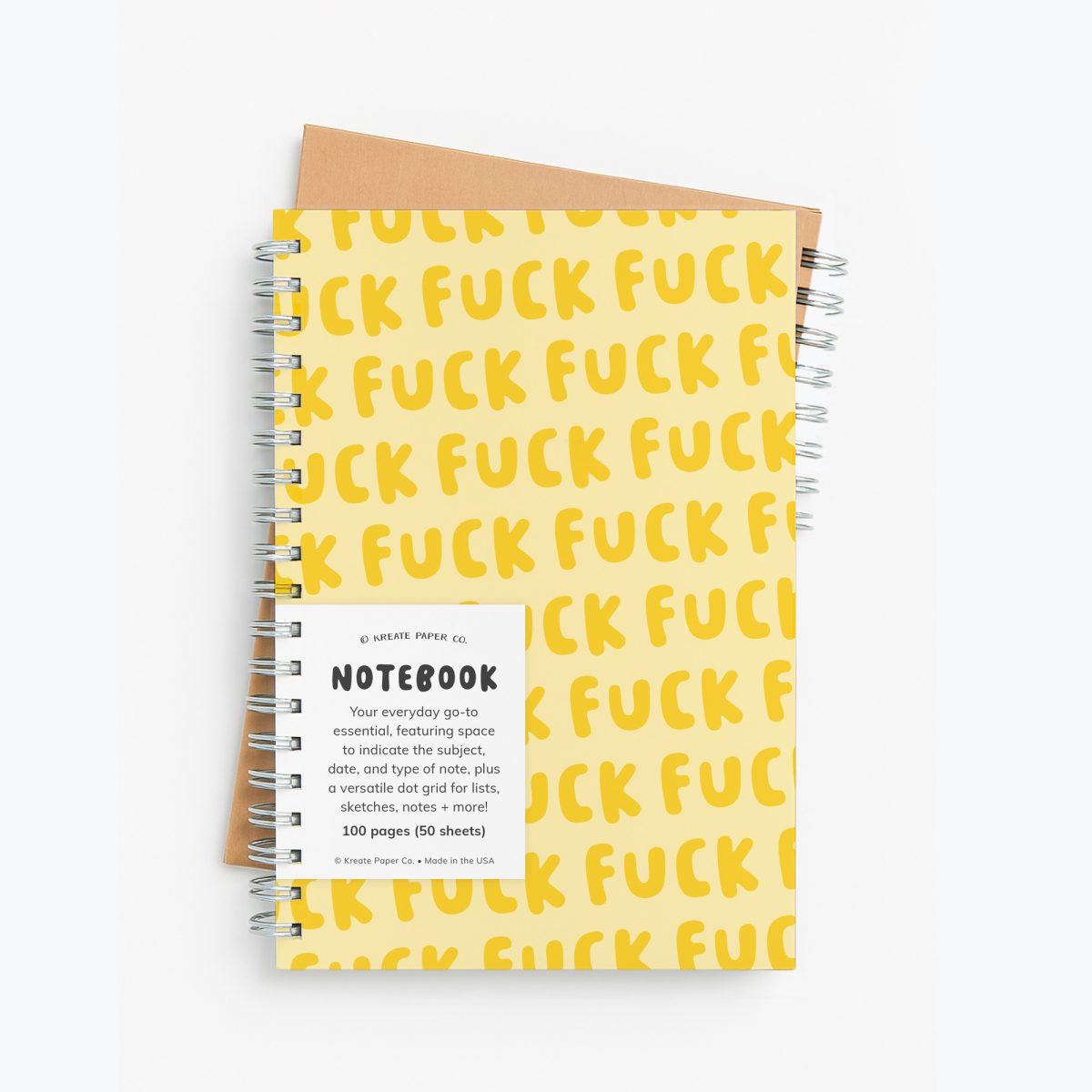 Fuck Notebook - Typography yellow swearing funny notebook