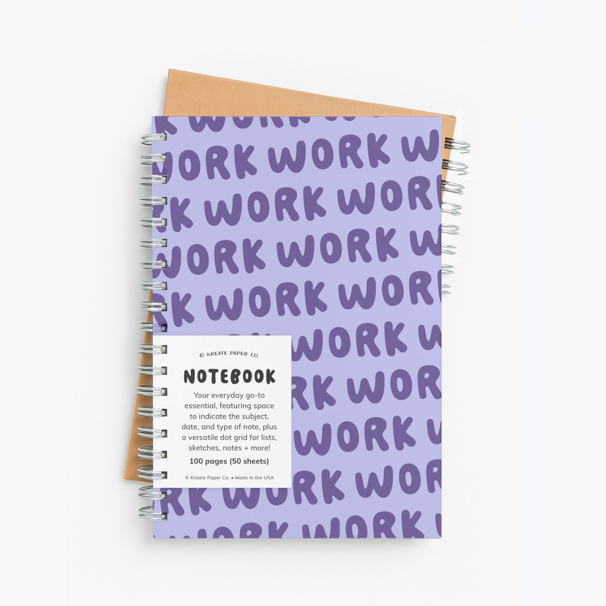 Work Spiral Notebook - funny purple work work work notebook