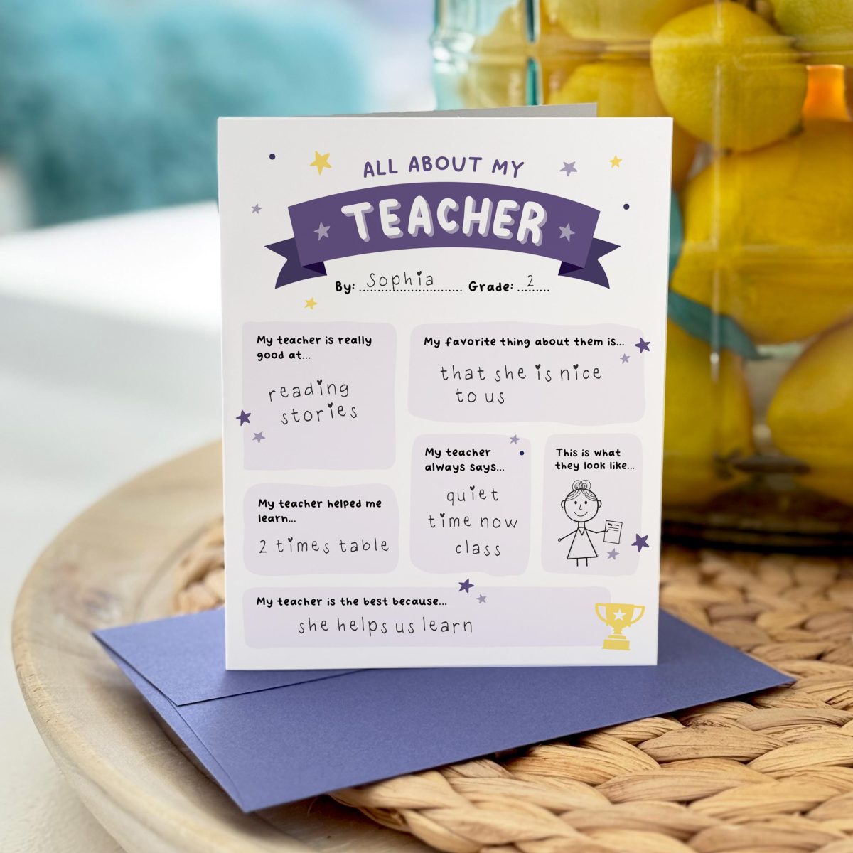 All About My Teacher Fill-in Card