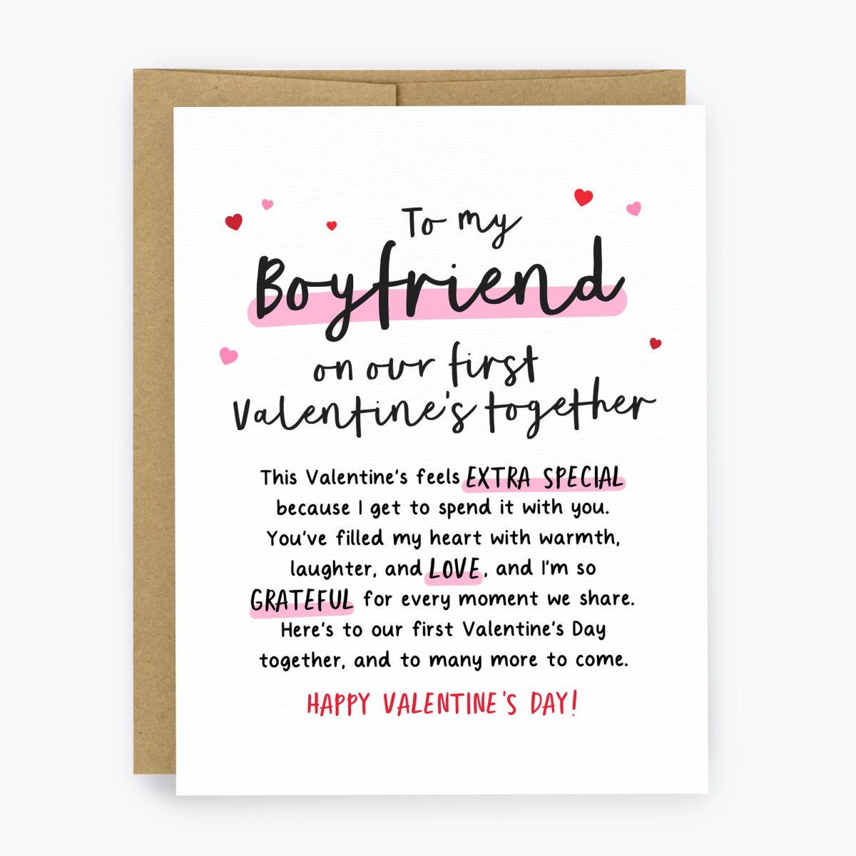 To my Boyfriend on our First Valentine's Day Card