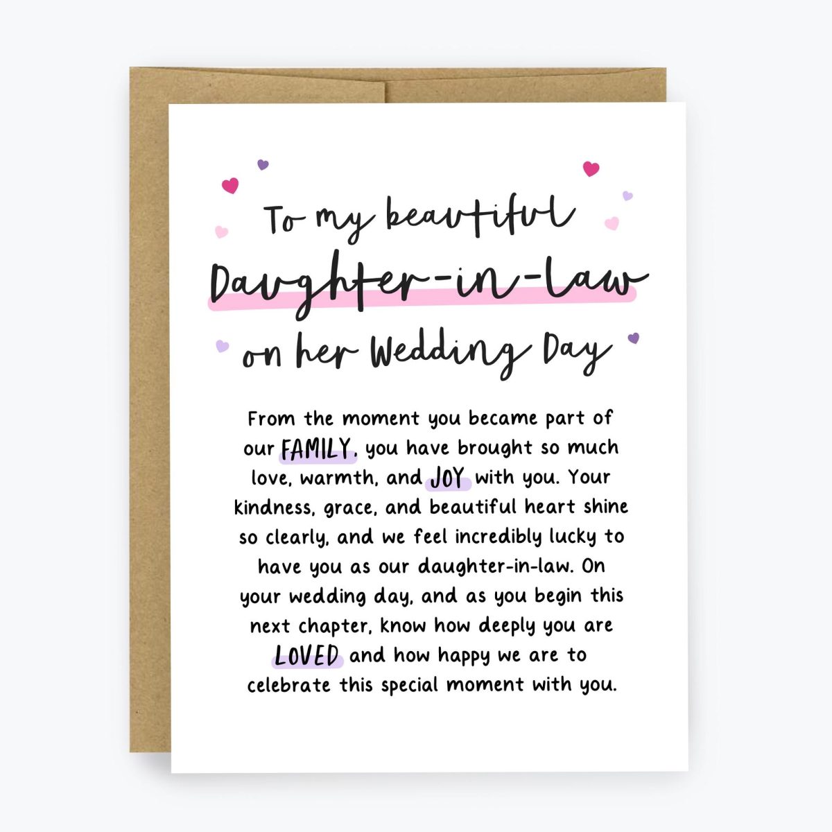 To My Daughter-in-Law on her Wedding Day Card