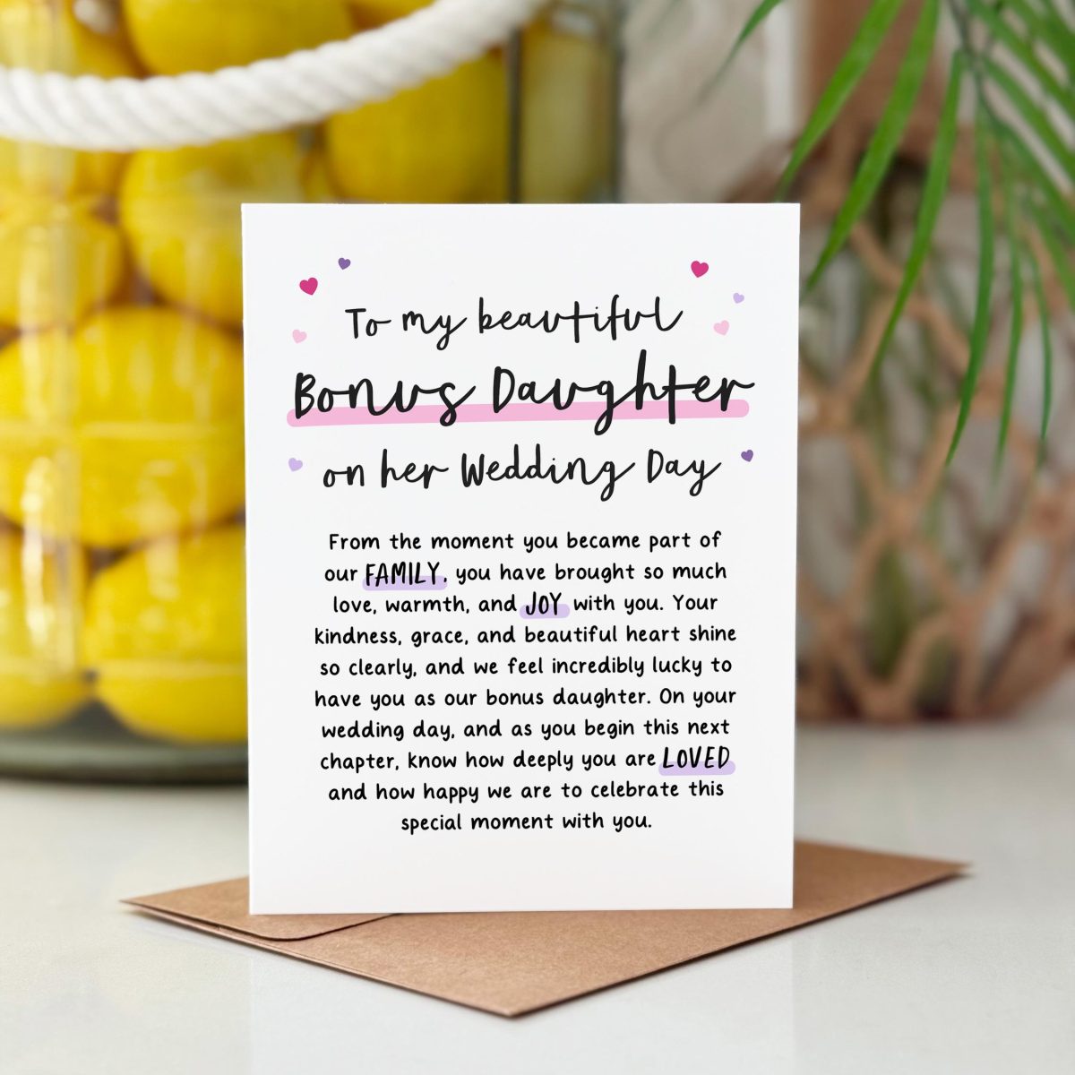 To My Bonus Daughter on her Wedding Day Card