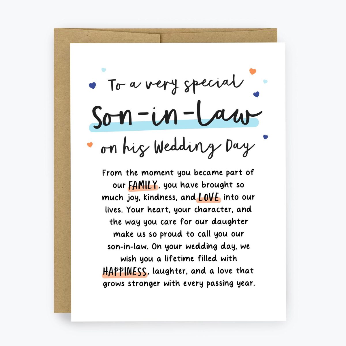 To My Son-in-Law on his Wedding Day Card